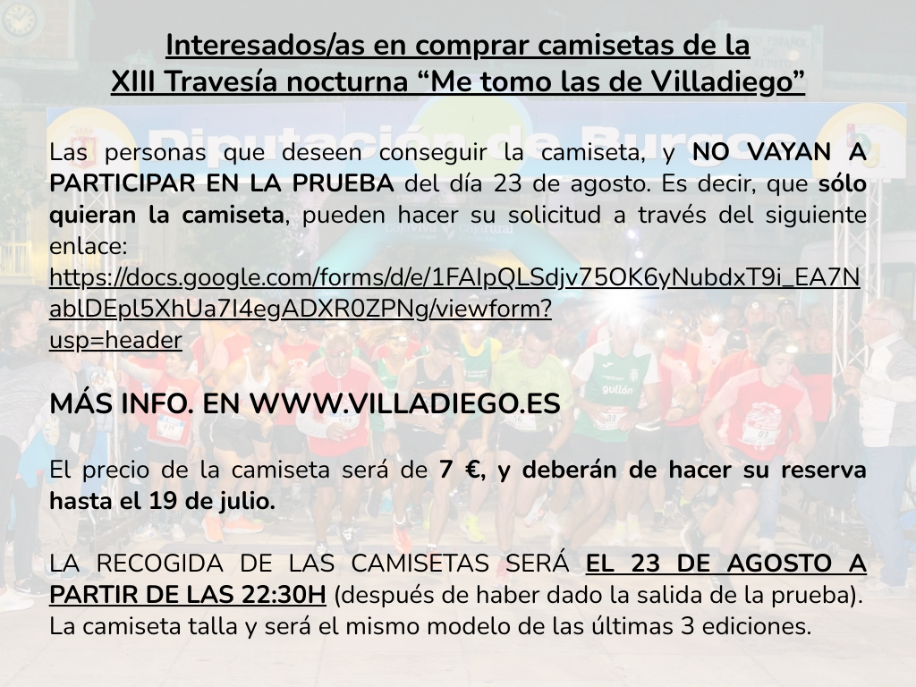 Interesados/as en comprar camisetas de la XIII Travesía nocturna