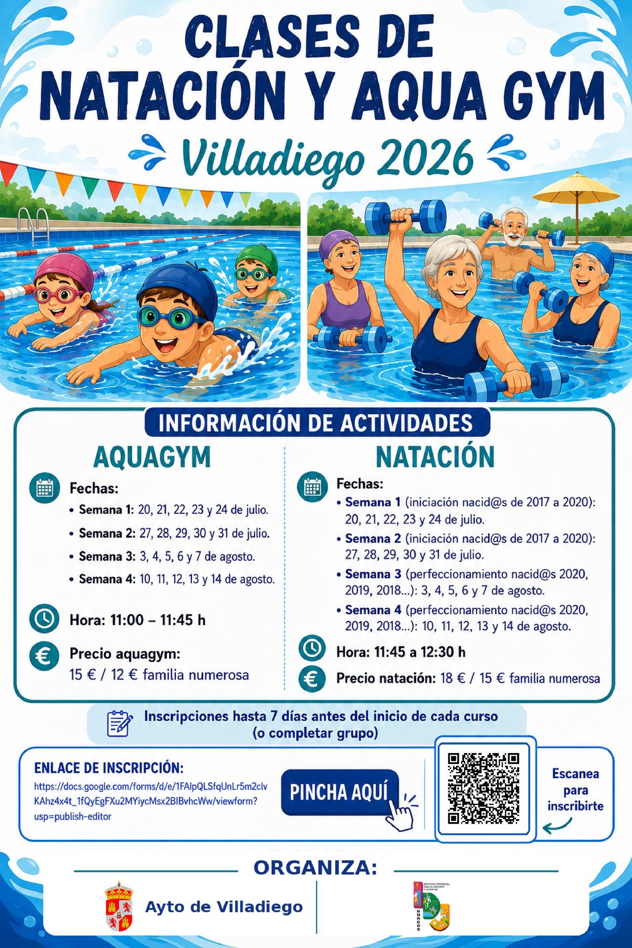 🏊‍♀️ Clases de natación y aquagym Villadiego 2️⃣0️⃣2️⃣6️⃣ - Piscina de verano ☀️ 